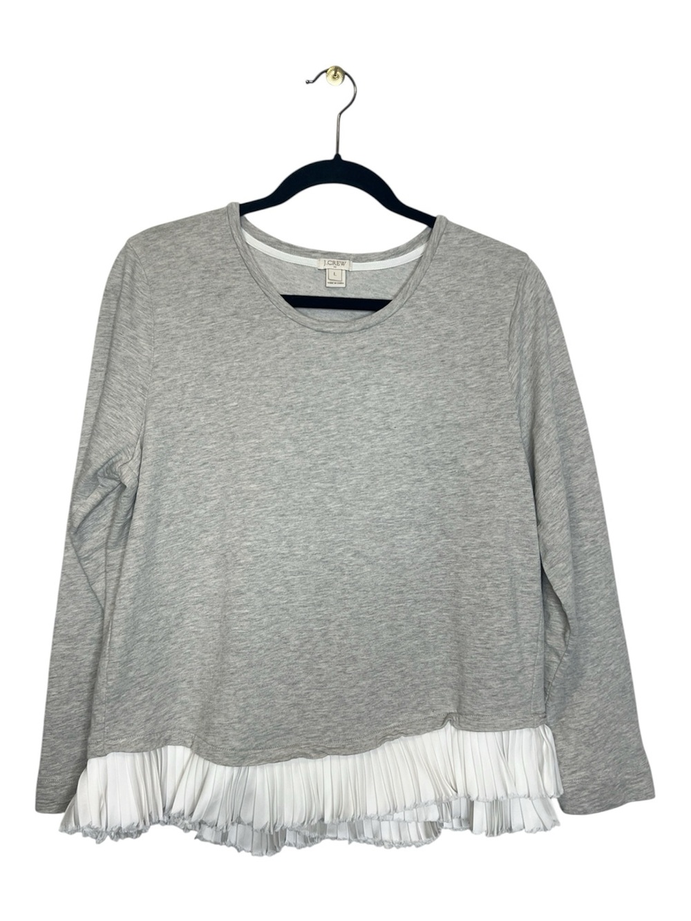 J. Crew Factory Pleated Ruffle Hem Sweatshirt Top size Large